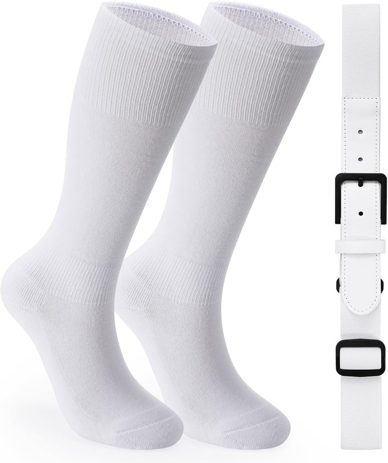 Werforu Baseball Socks and Non-Metal Nickel-Free Belt-Adjustable Belt with Non-allergic Plastic Buckle Softball Socks for kid - Image 1